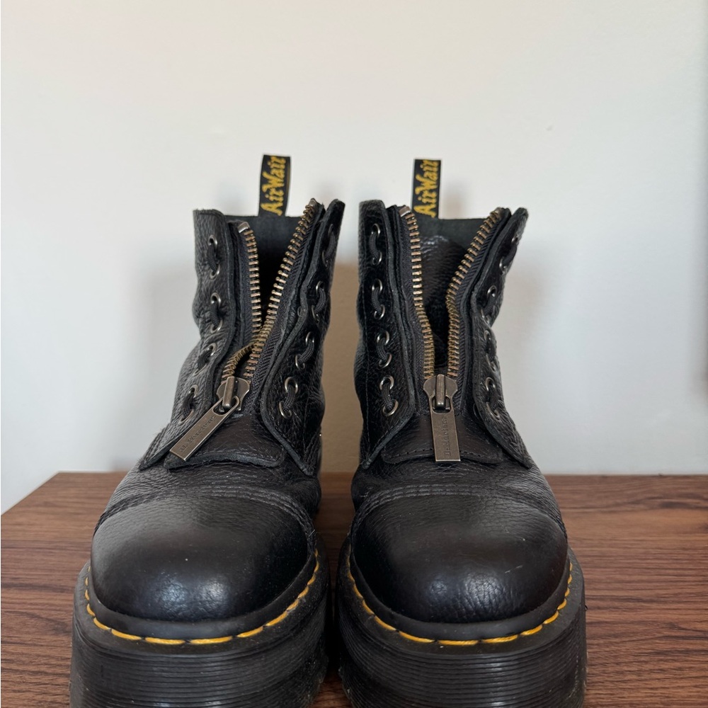 Dr. Martens Sinclaire Black Leather Boots with Zippers